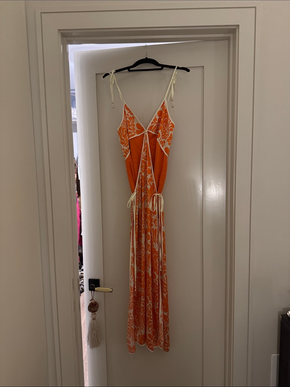 Alexis Orange & White Floral Tie-Strap Maxi Dress